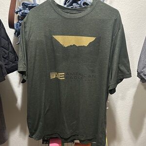 American Eagle Outfitters Dark Green Tee with Gold Logo